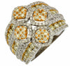 LARGE 2.94CT WHITE & FANCY YELLOW DIAMOND 14K WHITE GOLD SQUARE ANNIVERSARY RING