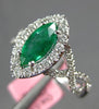 ESTATE 1.23CT DIAMOND & AAA MARQUISE CUT EMERALD 18KT WHITE GOLD ENGAGEMENT RING