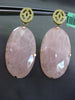 ESTATE LARGE .50CT TOPAZ & AVENTURINE 18KT YELLOW & ROSE GOLD HANGING EARRINGS