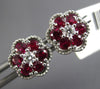 ESTATE .77CT DIAMOND & AAA RUBY 18KT WHITE GOLD 3D FLOWER FILIGREE STUD EARRINGS