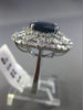 ESTATE 7.83CT DIAMOND & AAA SAPPHIRE 18KT WHITE GOLD CUSHION FANCY COCKTAIL RING