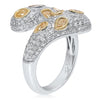 ESTATE LARGE .39CT WHITE & FANCY YELLOW DIAMOND 14KT TWO TONE GOLD 3D SNAKE RING