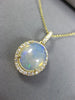 ESTATE 3.73CT DIAMOND & AAA OPAL 14KT YELLOW GOLD 3D CLASSIC OVAL HALO PENDANT