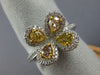 ESTATE WIDE 1.52CT MULTI COLOR DIAMOND 14KT 2 TONE GOLD CLOVER FLOWER LOVE RING