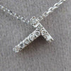 ESTATE .09CT DIAMOND 14KT WHITE GOLD 3D " T " INITIAL FLOATING PENDANT #18865