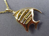 ESTATE .26CT DIAMOND 14KT YELLOW GOLD HANDCRAFTED 3D LUCKY FISH FLOATING PENDANT