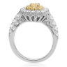 ESTATE 1.36CT WHITE & FANCY YELLOW DIAMOND 18K 2 TONE GOLD HALO ENGAGEMENT RING