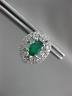 ESTATE 1.32CT DIAMOND & AAA EMERALD 14KT WHITE GOLD OVAL FLOWER HUGGIE EARRINGS