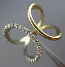 ESTATE WIDE .30CT DIAMOND 14KT WHITE & YELLOW GOLD 3D DOUBLE CIRCLE FUN RING