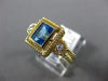 ESTATE WIDE 1.23CT DIAMOND & AAA BLUE TOPAZ 14KT YELLOW GOLD 3D 3 STONE FUN RING