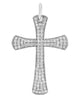 ESTATE .47CT DIAMOND 14K WHITE GOLD 3D CLASSIC MICRO PAVE CROSS FLOATING PENDANT