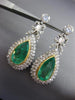 ANTIQUE LARGE 15.20CT OLD MINE DIAMOND & EMERALD 14K TWO TONE GOLD HALO EARRINGS