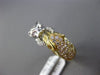 ESTATE .79CT ROUND DIAMOND 18KT WHITE & YELLOW GOLD 3D DOUBLE PANTHER LOVE RING