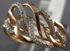 ESTATE WIDE .18CT ROUND CUT DIAMOND 14KT ROSE GOLD MULTI LEAF ANNIVERSARY RING