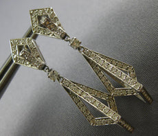 ESTATE .90CT DIAMOND 14KT WHITE GOLD 3D TEAR DROP CHANDELIER HANGING EARRINGS