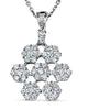 ESTATE .88CT DIAMOND 18KT WHITE GOLD 3D MULTI FLOWER SNOWFLAKE CLUSTER PENDANT