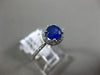 ESTATE .92CT DIAMOND & AAA SAPPHIRE 14K WHITE GOLD 3D ROUND HALO ENGAGEMENT RING