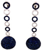 EXTRA LARGE 6CT DIAMOND & AAA SAPPHIRE 18KT WHITE GOLD CIRCULAR HANGING EARRINGS