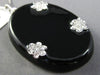 ESTATE LARGE .45CT DIAMOND & AAA BLACK ENAMEL 14K WHITE GOLD FLOWER LOVE PENDANT