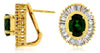 4.10CT DIAMOND & AAA GREEN GARNET 14KT YELLOW GOLD 3D OVAL & BAGUETTE EARRINGS