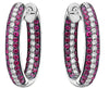 2.78CT DIAMOND & AAA RUBY 18KT WHITE GOLD 3 ROW INSIDE OUT HOOP HANGING EARRINGS