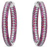 2.75CT DIAMOND & AAA RUBY 18KT WHITE GOLD 3 ROW INSIDE OUT HOOP HANGING EARRINGS