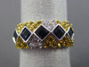 ESTATE 2.37CT DIAMOND & AAA YELLOW BLUE SAPPHIRE 18KT WHITE GOLD 3D 5 STONE RING