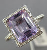 ESTATE LARGE 3.43CT DIAMOND & AAA AMETHYST 14K WHITE GOLD HALO ENGAGEMENT RING