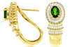 1.90CT DIAMOND & AAA RUSSALITE 14KT YELLOW GOLD OVAL & BAGUETTE HANGING EARRINGS