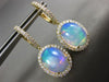 ESTATE 7.86CT DIAMOND & AAA OPAL 14K YELLOW GOLD HALO FILIGREE HANGING EARRINGS