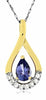 .56CT DIAMOND & AAA TANZANITE 14KT YELLOW GOLD 3D ROUND & PEAR SHAPE PENDANT