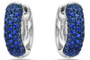 WIDE 1.52CT AAA SAPPHIRE 18KT WHITE GOLD 3D CLASSIC MULTI ROW HUGGIE EARRINGS