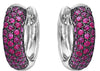 WIDE 2.0CT AAA RUBY 18KT WHITE & BLACK GOLD 3D CLASSIC MULTI ROW HUGGIE EARRINGS