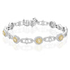 WIDE 4.02CT WHITE & FANCY YELLOW DIAMOND 18K 2TONE GOLD FILIGREE TENNIS BRACELET