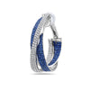 3.97CT DIAMOND & AAA SAPPHIRE 18KT WHITE GOLD MULTI ROW CLIP ON HANGING EARRINGS