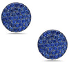 ESTATE 1.26CT AAA SAPPHIRE 18K WHITE GOLD 3D CLASSIC PAVE CIRCULAR STUD EARRINGS