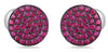 1.52CT AAA RUBY 18KT WHITE & BLACK GOLD 3D CLASSIC PAVE CIRCULAR STUD EARRINGS