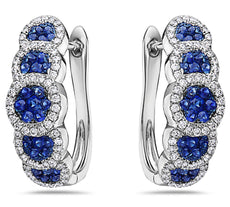 2.80CT DIAMOND & AAA SAPPHIRE 18K WHITE GOLD MULTI CIRCULAR FUN HANGING EARRINGS