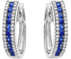 1.46CT DIAMOND & AAA SAPPHIRE 18KT WHITE GOLD 3D 3 ROW HUGGIE HANGING EARRINGS