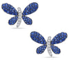 ESTATE .92CT DIAMOND & AAA SAPPHIRE 18KT WHITE GOLD 3D BUTTERFLY STUD EARRINGS
