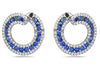 2.80CT DIAMOND & AAA SAPPHIRE 18KT WHITE GOLD 3D SIDEWAYS HOOP HANGING EARRINGS