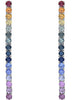 6.18CT AAA MULTI COLOR SAPPHIRE 18KT WHITE GOLD 3D RAINBOW BAR HANGING EARRINGS