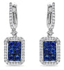 1.7CT DIAMOND & AAA SAPPHIRE 18K WHITE GOLD SQUARE HALO OCTAGON HANGING EARRINGS