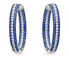 7.80CT DIAMOND & SAPPHIRE 18KT WHITE GOLD 3 ROW INSIDE OUT HOOP HANGING EARRINGS
