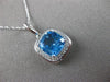 ESTATE 1.88CT DIAMOND & AAA BLUE TOPAZ 14KT WHITE GOLD 3D SQUARE HALO PENDANT