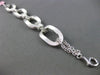 ESTATE WIDE .80CT DIAMOND 14KT WHITE GOLD 3D SHINY & MATTE LINK CHAIN BRACELET