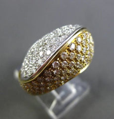 ESTATE WIDE 3.64CT DIAMOND 18KT WHITE & YELLOW GOLD 3D DOUBLE SIDE WAVE FUN RING