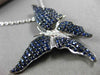 LARGE 3.38CT DIAMOND & AAA SAPPHIRE 18KT WHITE GOLD 3D FLYING BUTTERFLY PENDANT