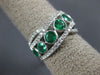 ESTATE LARGE 1.96CT DIAMOND & AAA EMERALD 18K WHITE GOLD CRISS CROSS LOVE RING