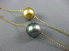 LARGE & LONG .80CT DIAMOND & AAA MULTI COLOR PEARLS 14KT YELLOW GOLD 3D NECKLACE